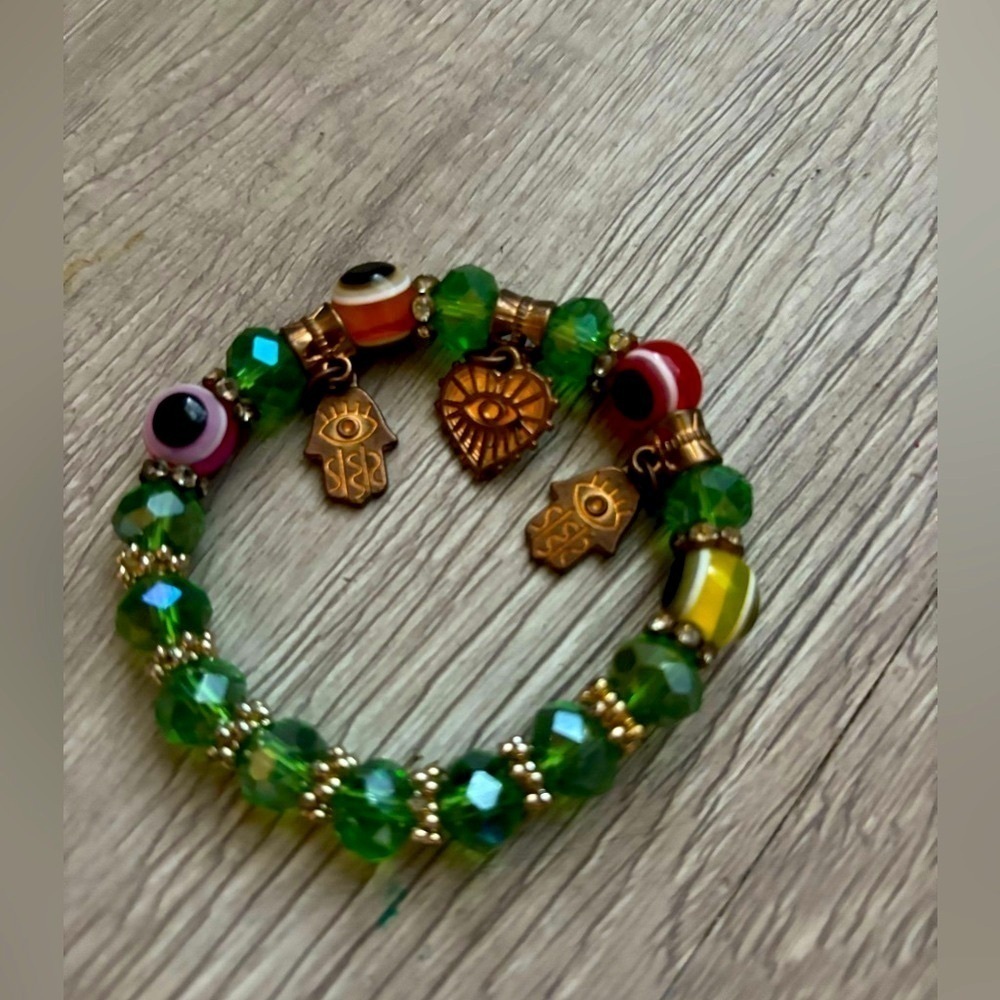Handmade Glass bead evil eye bracelet